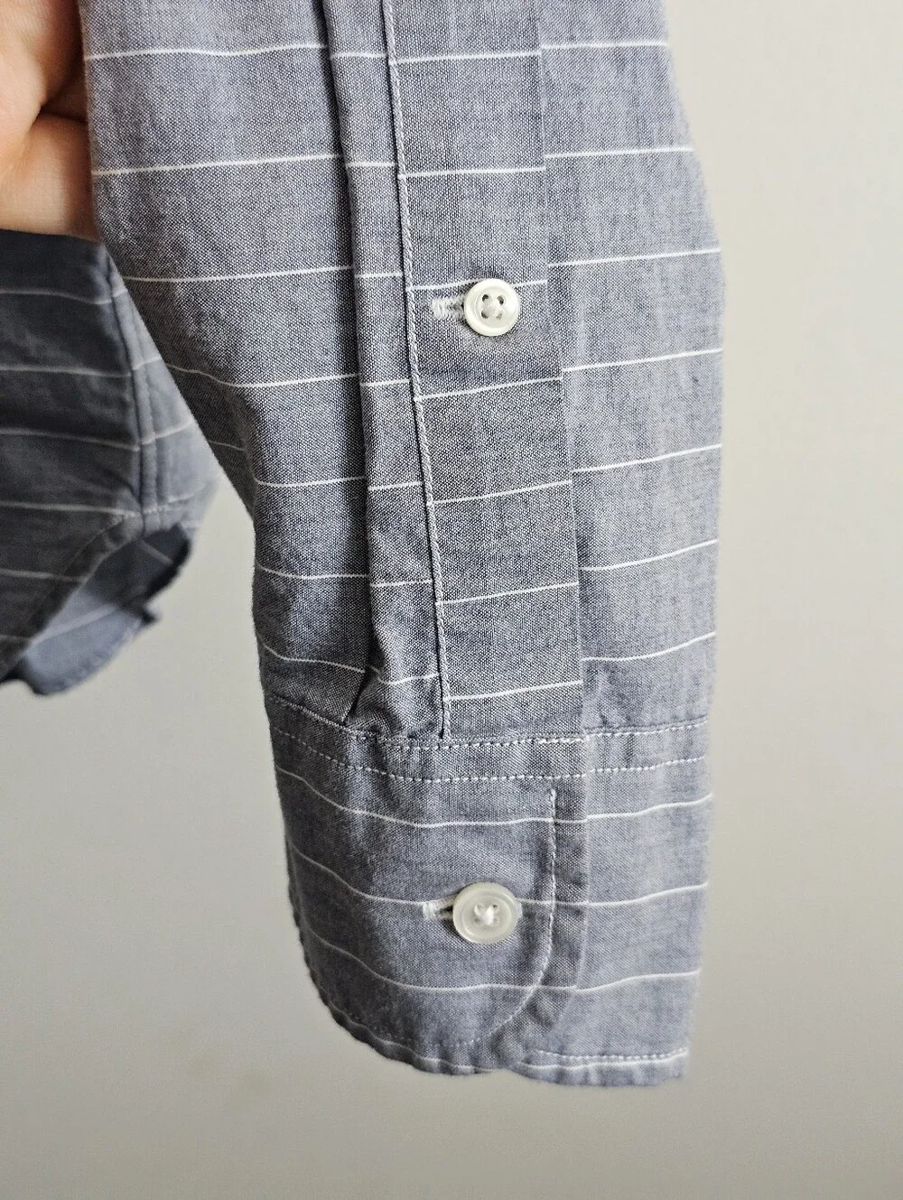 NWT J.Crew Slim Cotton Heathered Shirting Blue Stripe Button Down Shirt Mens L